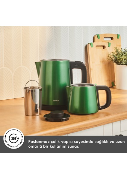 Tea Break 2 In 1 Inox Çelik Çay Makinesi Emerald Green