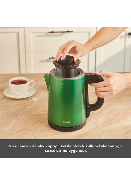 Tea Break 2 In 1 Inox Çelik Çay Makinesi Emerald Green