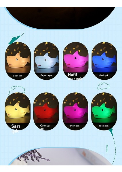 Karikatür Köpekbalığı USB Renkli Degrade Işık Başucu Anne ve Bebek Göz Koruması Sıcak Silikon Lamba (Yurt Dışından) modelleri