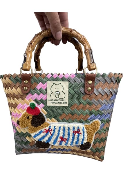 Vintage Köpek Dokuma Kadınlar Tote Çantası (Yurt Dışından)