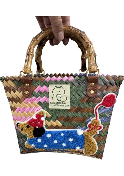 Vintage Köpek Dokuma Kadınlar Tote Çantası (Yurt Dışından)