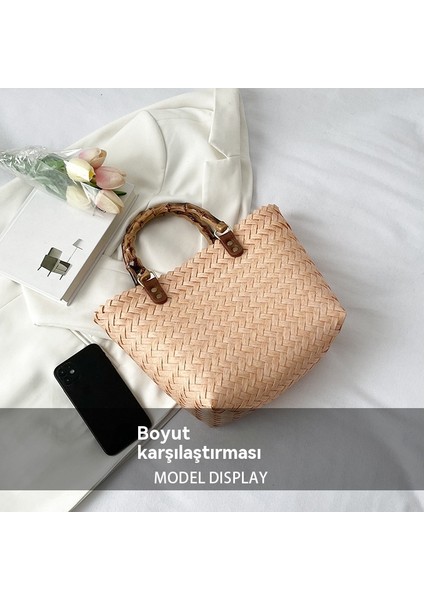 Kadın Retro Bambu Dokuma Trend Moda Sepet Çanta (Yurt Dışından) modelleri