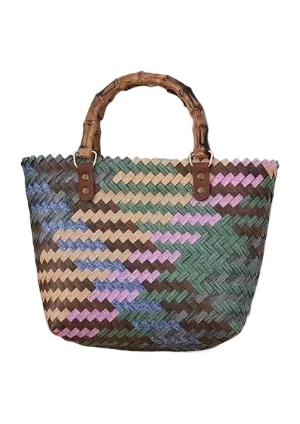 Kadın Retro Bambu Dokuma Trend Moda Sepet Çanta (Yurt Dışından)