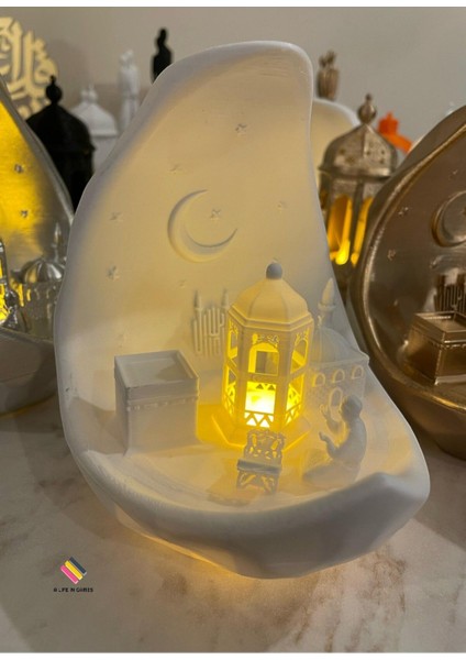 Luxury Ramazan Namaz Kabe Temalı Ay Şehri - Rahleli Bayram Hediyesi LED Işıklı Fanos | Şık Dekor 15CM 1 Adet fırsatları