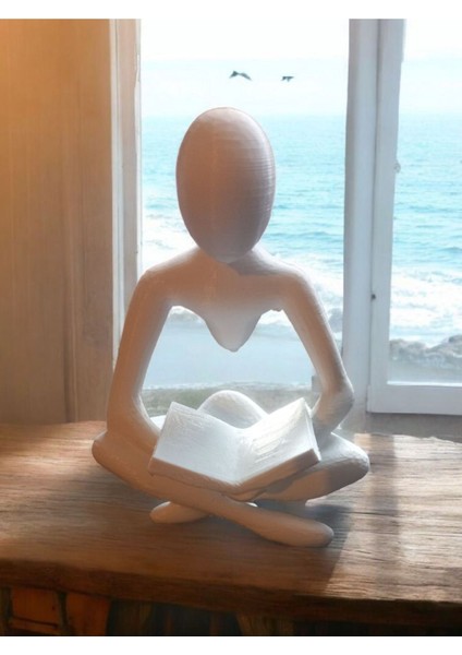 Luxury Iskandinav Tarzı Kitap Okuyan2 Biblo Heykel Figür Dekor Dekorasyon 3D 3 Boyutlu 1 Adet