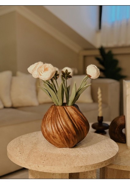 Luxury Softatelier Home Seramik Büzgülü Vazo 1 Adet