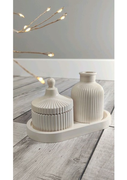 Luxury Çizgili Dekoratif Üçlü Set 1 Adet