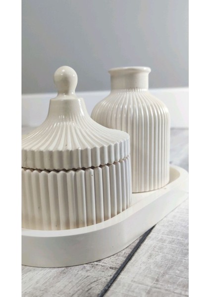 Luxury Çizgili Dekoratif Üçlü Set 1 Adet