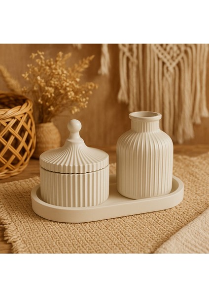 Luxury Çizgili Dekoratif Üçlü Set 1 Adet