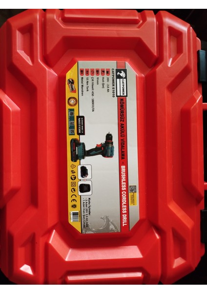 power E1010 Çift Vitesli Darbeli 20V Şarjlı Matkap Hızlı Şarjlı 55NM Tork Kömürsüz Motor