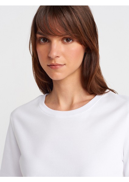 31763 Bisiklet Yaka T-Shirt-Beyaz modelleri