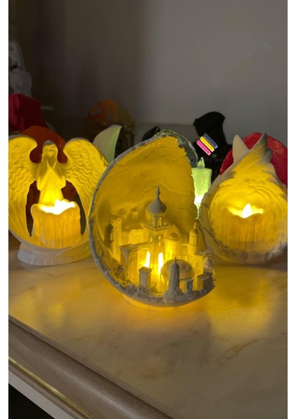 Luxury Ay Şehri (Moon City) Ledli Dekoratif Obje Ev Ofis Dekor Balkon Kitaplık, Sevgililer Günü Hediye 15CM 1 Adet modelleri