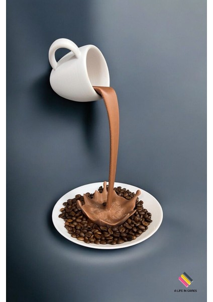 Luxury 25CM Kahve Dökülen Dekor Biblo – Süs Coffee Köşesi Corner Hediyelik Cafe Kafeterya Şelalesi Mutfak 1 Adet