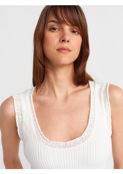 10750 Fitilli Ince Dokulu Triko Bluz-Ekru modelleri