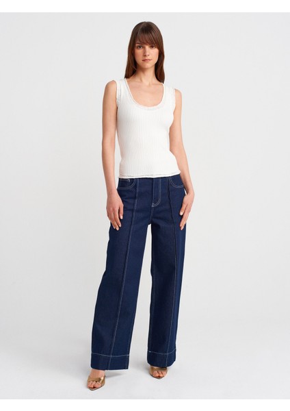 10750 Fitilli Ince Dokulu Triko Bluz-Ekru fırsatları