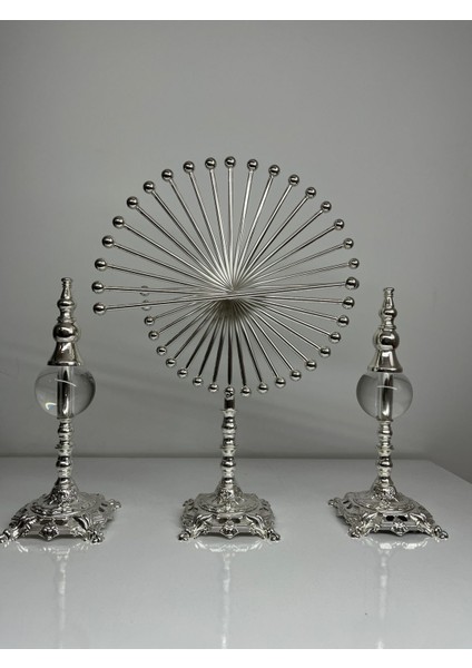 Luxury 3 'lü Lüks ve Şık Silver Spiral Set Masa Dekoru - Modern Tasarımlı Dekoratif Aksesuar, Ev ve Ofis 1 Adet