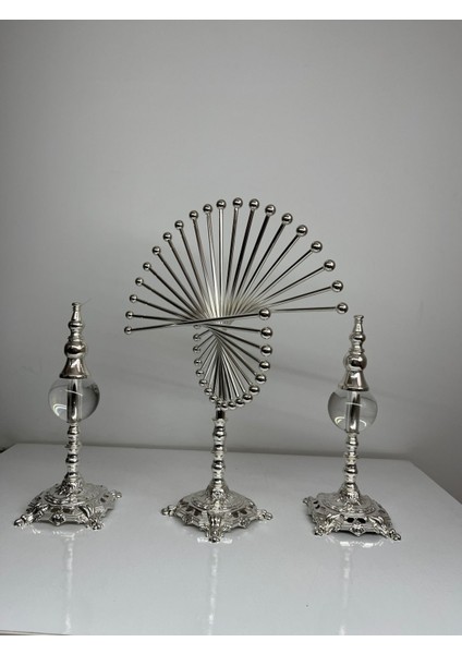 Luxury 3 'lü Lüks ve Şık Silver Spiral Set Masa Dekoru - Modern Tasarımlı Dekoratif Aksesuar, Ev ve Ofis 1 Adet