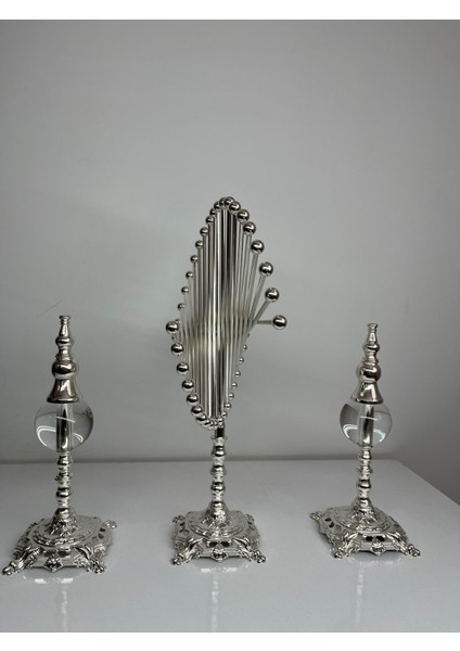 Luxury 3 'lü Lüks ve Şık Silver Spiral Set Masa Dekoru - Modern Tasarımlı Dekoratif Aksesuar, Ev ve Ofis 1 Adet