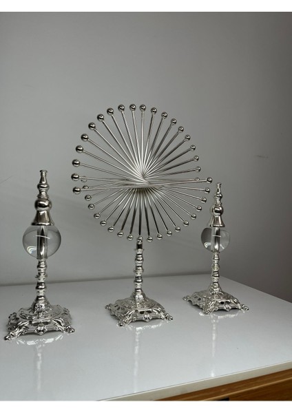 Luxury 3 'lü Lüks ve Şık Silver Spiral Set Masa Dekoru - Modern Tasarımlı Dekoratif Aksesuar, Ev ve Ofis 1 Adet
