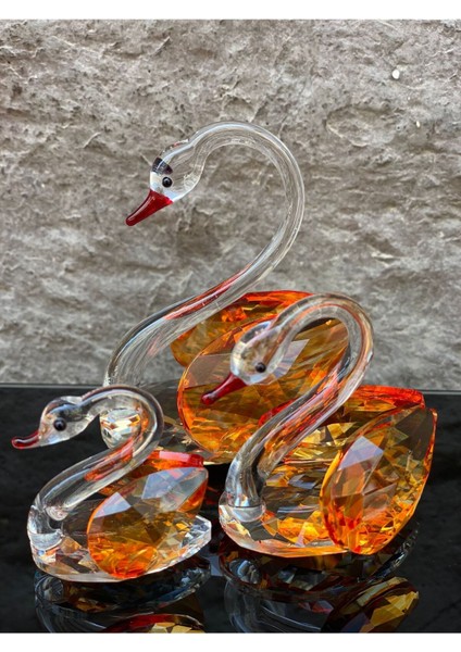 Luxury Dekoratif Kristal Cam Üçlü Kuğu Turuncu 1 Adet fiyatları