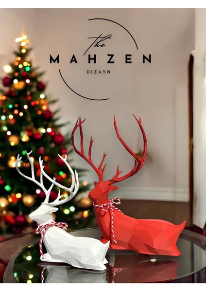 Luxury Özel Günlere Modern Geyik Biblo 2'li Set (22CM) Geyik Seti 1 Adet