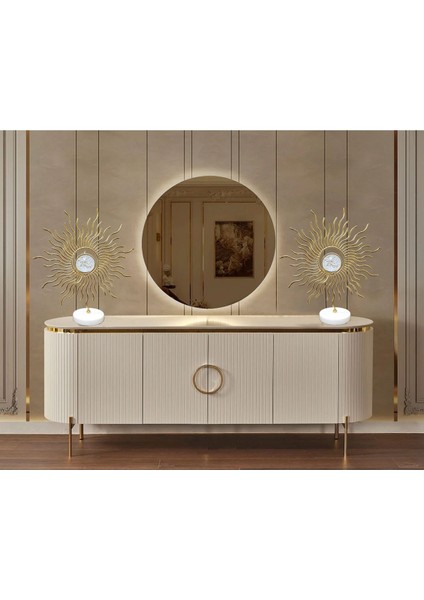 Luxury Avangart Dekoratif Konsol Aksesuar Metal Güneş Modeli 2`li Takım 1 Adet
