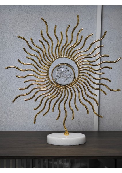 Luxury Avangart Dekoratif Konsol Aksesuar Metal Güneş Modeli 2`li Takım 1 Adet