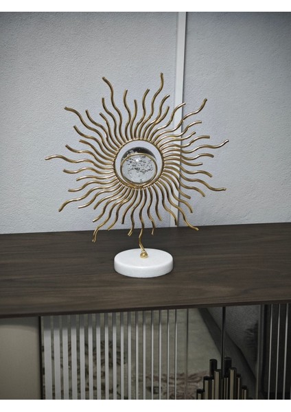 Luxury Avangart Dekoratif Konsol Aksesuar Metal Güneş Modeli 2`li Takım 1 Adet