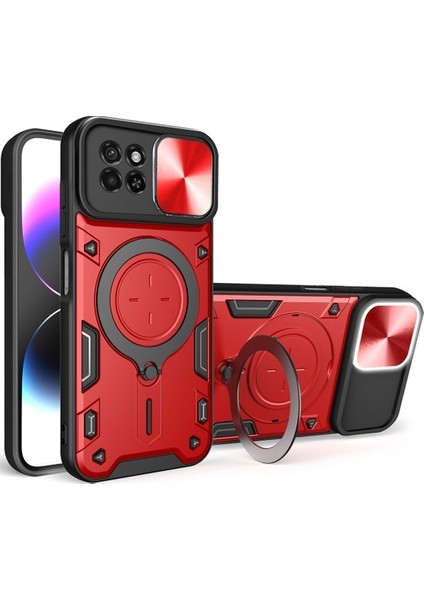 Eabhulie Itel S23 Için Çift Katmanlı Telefon Kılıfı, Slayt Kamera Kapağı ve Metal Gizli Braket ile Mavi (Yurt Dışından)