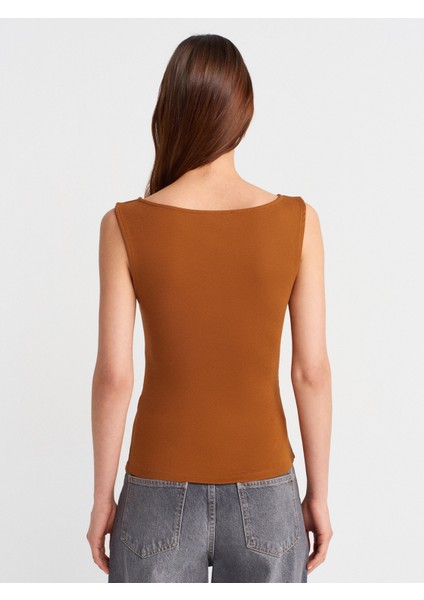 31589 Büzgülü Kayık Yaka Top-K.kiremit