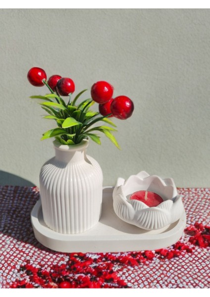 Luxury Dekoratif Mini Bohem Vazo ve Lotus Mumluk ( Banyo, Salon Dekor Biblo ) 1 Adet