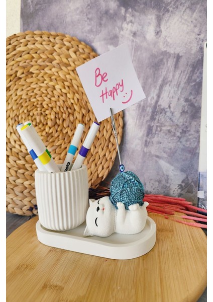 Luxury Dekoratif Sevimli Kedi Kalemlik ve Notluk Seti 1 Adet