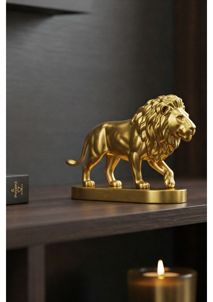 Luxury Aslan Biblo - Altın Rengi - Güçlü ve Asil Tasarım - Dekoratif Heykel - Biblo 1 Adet