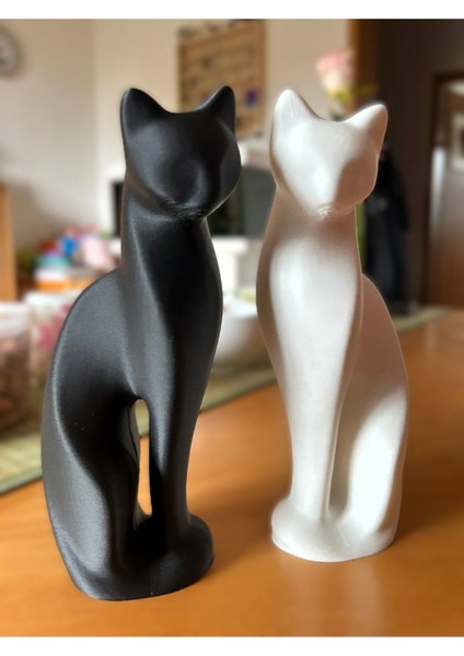 Luxury Dekoratif Siyah ve Beyaz Çift Kedi Organik Plastik 10 cm 1 Adet