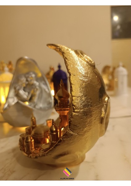 Luxury Ay Şehri (Moon City) Ledli Dekoratif Obje Ev Ofis Dekor Balkon Kitaplık, Sevgililer Günü Hediye 15CM 1 Adet fırsatları