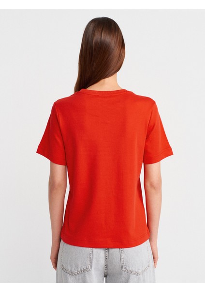 31763 Bisiklet Yaka T-Shirt-Kırmızı fiyatları
