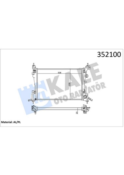 Motor Su Radyatörü [ Fiat Punto , Grande Punto 10.2005- , Opel Corsa D 1.2 / 1.4 2006-2010 mt 583X378X23MM ] Gnzrz