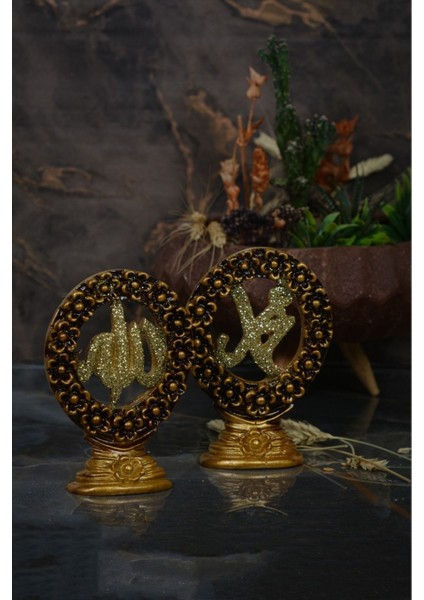 Luxury Ev Dekorasyon Allah cc Muhammed Sav Lafzı Polyester Döküm Biblo 1 Adet fırsatları