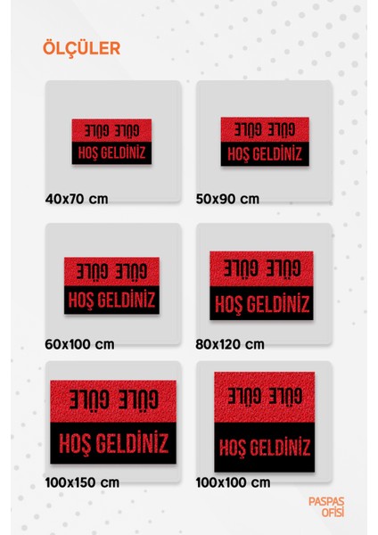 Hoş Geldiniz Güle Güle Baskılı Kıvırcık Paspas Suya Dayanıklı Iç ve Dış Mekan Paspas