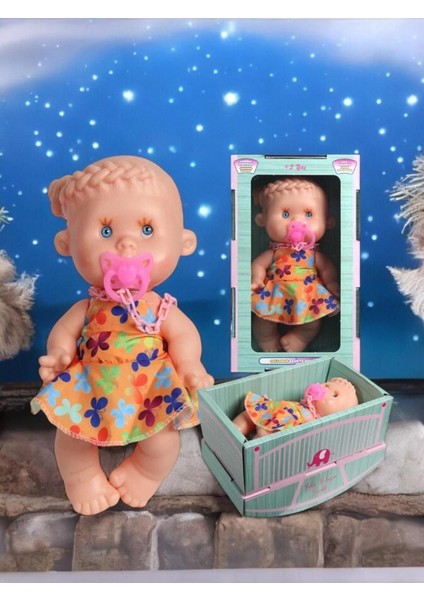 Luxury Beşikli Et Bebek Emziği Çıkarınca Ağlayan Emziği Ağzina Verince Susan Bebek 24CM Bir Adettir 1 Adet