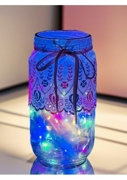 Luxury Antika Dantel Handmade LED Kavanoz 1 Adet