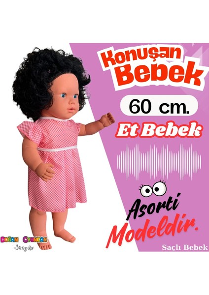 Luxury Oynar Gözlü Türkçe Konuşan Nazlı Saçlı Et Bebek 60 Cm. - Konuşabilen Bebek - Saçlı Büyük Bebek 1 Adet modelleri