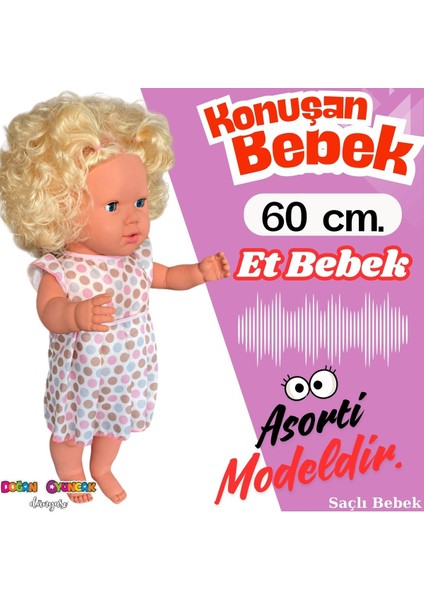 Luxury Oynar Gözlü Türkçe Konuşan Nazlı Saçlı Et Bebek 60 Cm. - Konuşabilen Bebek - Saçlı Büyük Bebek 1 Adet fırsatları