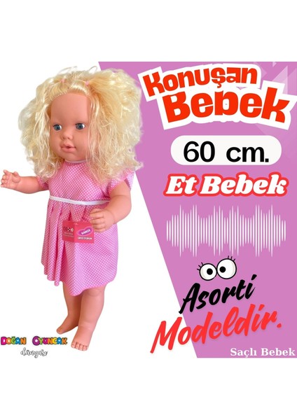 Luxury Oynar Gözlü Türkçe Konuşan Nazlı Saçlı Et Bebek 60 Cm. - Konuşabilen Bebek - Saçlı Büyük Bebek 1 Adet indirimleri