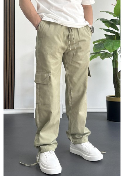 Erkek Kargo Cepli Paçası Ayarlanabilir Baggy Pantolon Yeşil EDW355 fiyatları