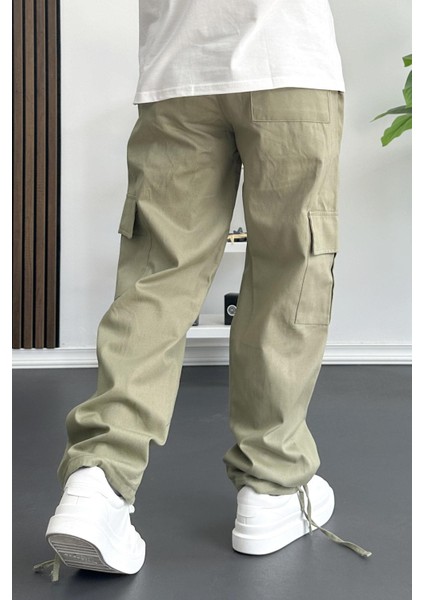 Erkek Kargo Cepli Paçası Ayarlanabilir Baggy Pantolon Yeşil EDW355 indirimleri