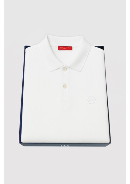 Ds Damat Slim Fit Beyaz Kutulu Polo Yaka T-Shirt 4HC14ORTKPLO1