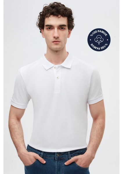 Ds Damat Slim Fit Beyaz Kutulu Polo Yaka T-Shirt 4HC14ORTKPLO1 fiyatları