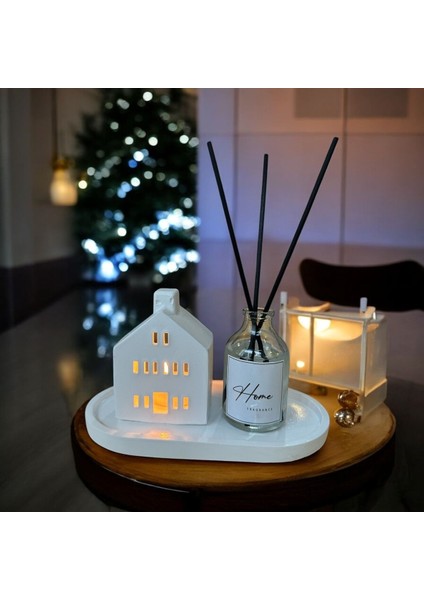 Luxury Dekoratif Ev Mumluk ve 100 cc Vanilya Bambu Oda Kokusu Set 1 Adet