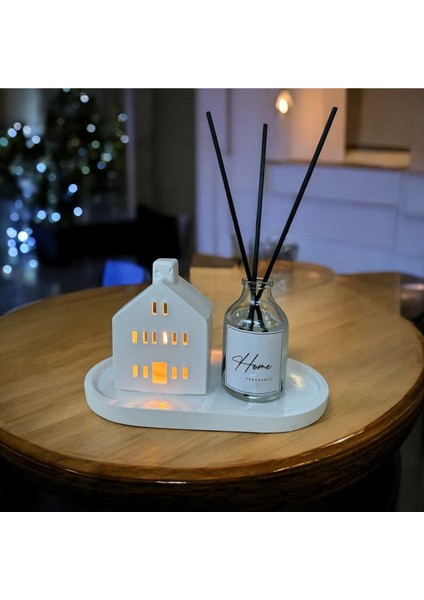 Luxury Dekoratif Ev Mumluk ve 100 cc Vanilya Bambu Oda Kokusu Set 1 Adet